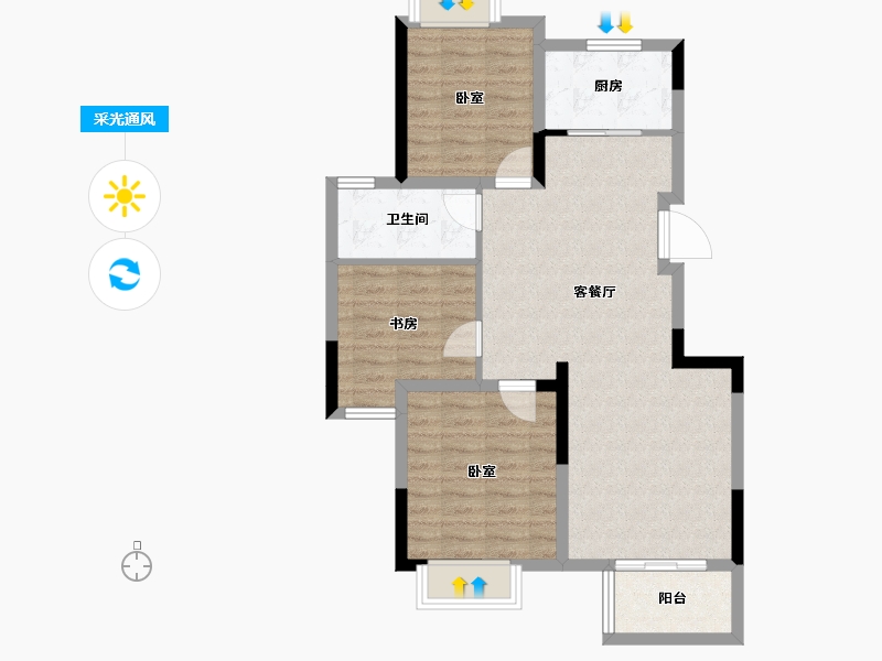 四川省-成都市-嘉裕第六洲隐溪谷-77.40-户型库-采光通风