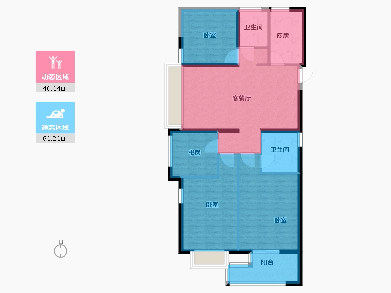 浙江省-杭州市-德信大家钱江府-90.71-户型库-动静分区