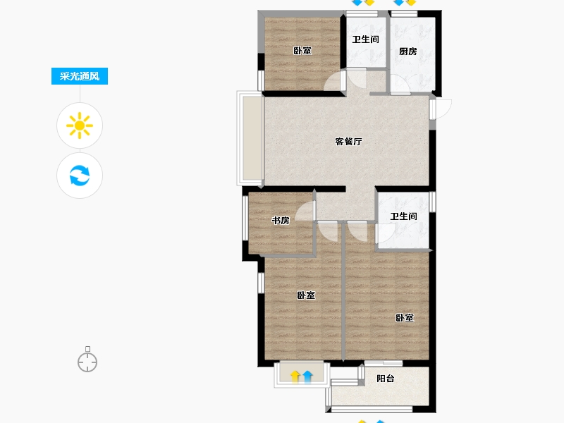 浙江省-杭州市-德信大家钱江府-90.71-户型库-采光通风