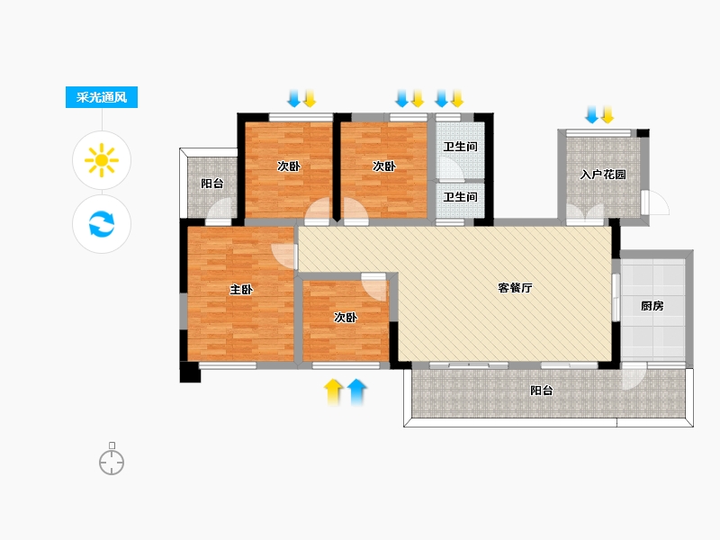 四川省-宜宾市-壹城中心-108.69-户型库-采光通风