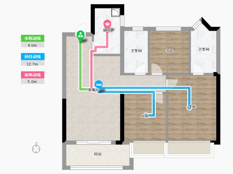 江苏省-南京市-正荣润棠府-71.00-户型库-动静线