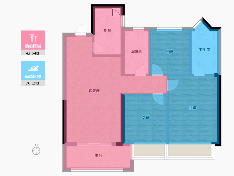 江苏省-南京市-正荣润棠府-71.00-户型库-动静分区