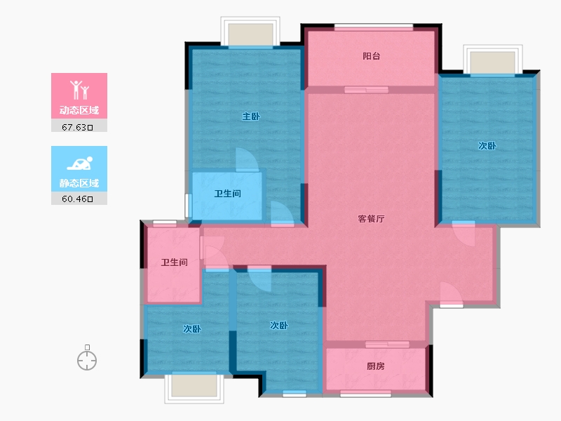 四川省-宜宾市-恒旭·江悦台-114.38-户型库-动静分区