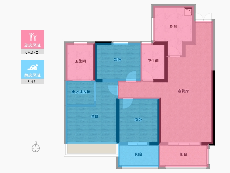 江苏省-扬州市-佳源世纪天城-97.40-户型库-动静分区