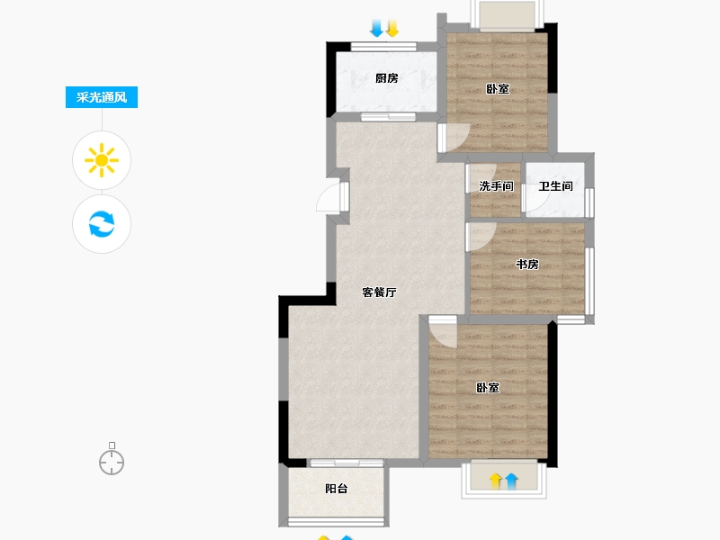 四川省-成都市-嘉裕第六洲隐溪谷-74.57-户型库-采光通风