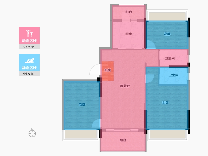 广西壮族自治区-桂林市-兴安碧桂园-89.40-户型库-动静分区