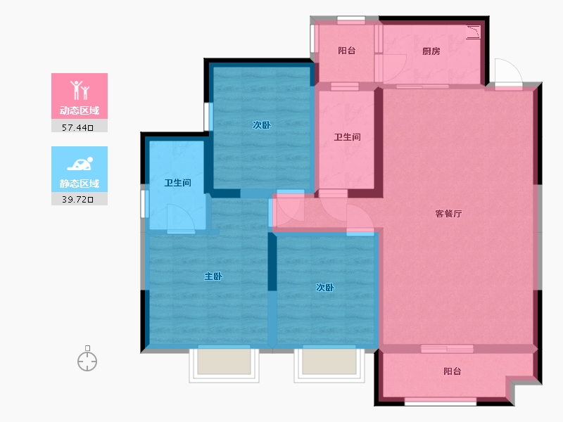 四川省-宜宾市-恒旭·江悦台-85.58-户型库-动静分区