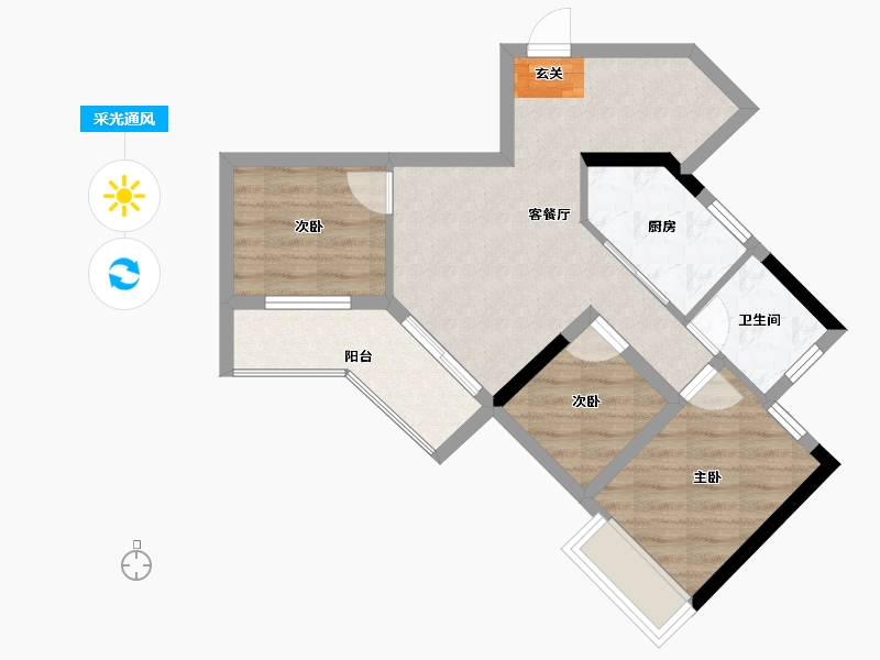 广西壮族自治区-桂林市-凯立达山水郡-57.32-户型库-采光通风