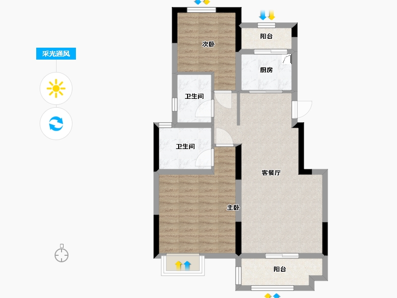 上海-undefined-云谷周庄-75.00-户型库-采光通风