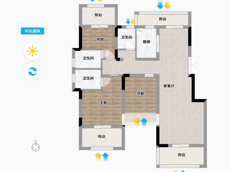 四川省-巴中市-江南福地二期-102.72-户型库-采光通风