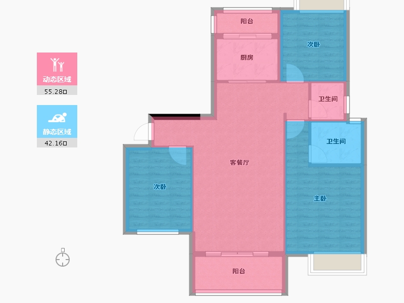 四川省-绵阳市-同立·中央23街区-88.55-户型库-动静分区