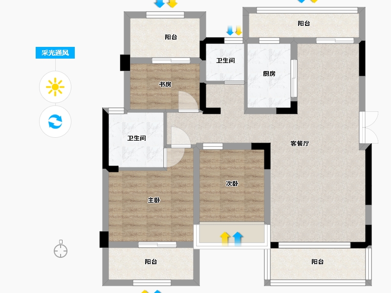 四川省-巴中市-江南福地二期-86.63-户型库-采光通风