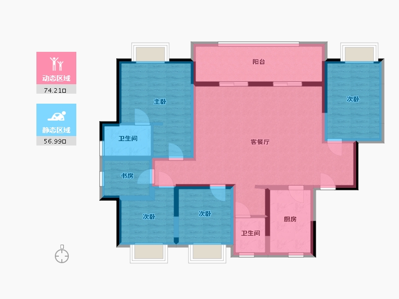 四川省-宜宾市-恒旭·江悦台-116.77-户型库-动静分区