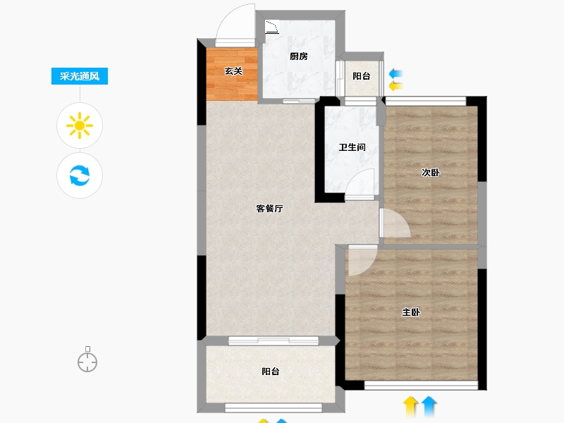 广西壮族自治区-桂林市-泰安独秀天下-60.55-户型库-采光通风