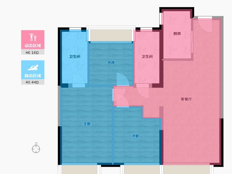 辽宁省-大连市-旭辉江山樾-77.90-户型库-动静分区