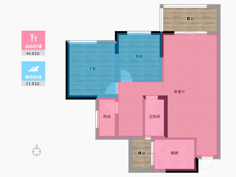 四川省-内江市-邦泰天誉-71.77-户型库-动静分区