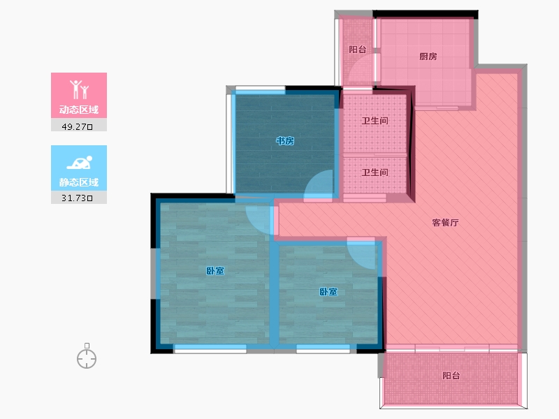 四川省-宜宾市-壹城中心-72.05-户型库-动静分区