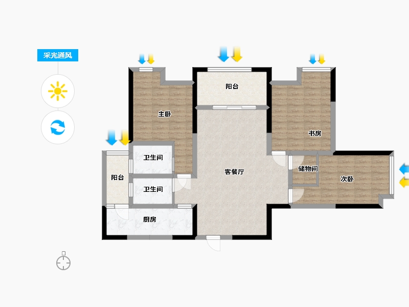 四川省-巴中市-康鹏中央城邦-102.22-户型库-采光通风