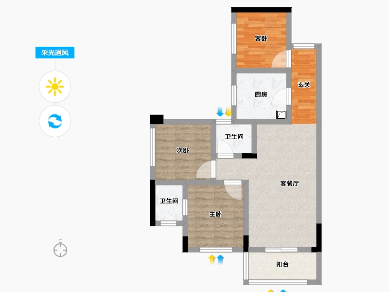 四川省-宜宾市-远达·梦想N+-65.65-户型库-采光通风