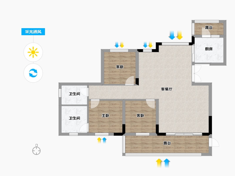 四川省-内江市-邦泰天誉-100.37-户型库-采光通风