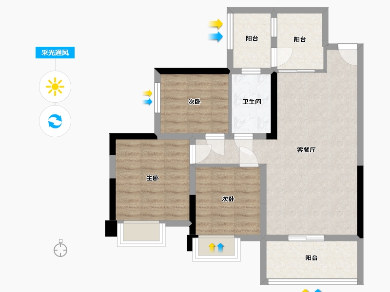 四川省-巴中市-阳光·巨林天下城-72.25-户型库-采光通风