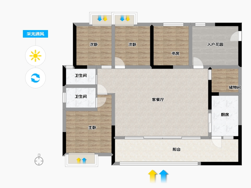 四川省-巴中市-康鹏中央城邦-127.47-户型库-采光通风