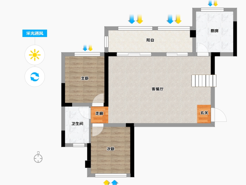 四川省-宜宾市-正黄·翡翠堂-75.42-户型库-采光通风