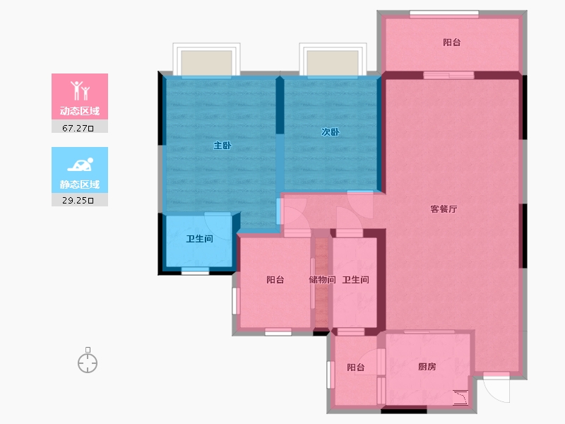 四川省-宜宾市-白沙翡翠城-85.47-户型库-动静分区