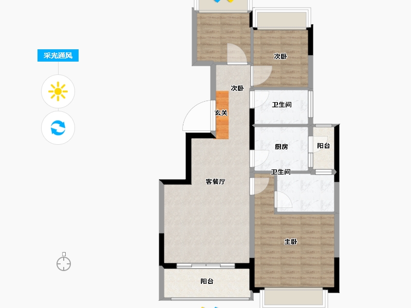 广西壮族自治区-南宁市-南宁空港恒大世纪梦幻城-82.00-户型库-采光通风