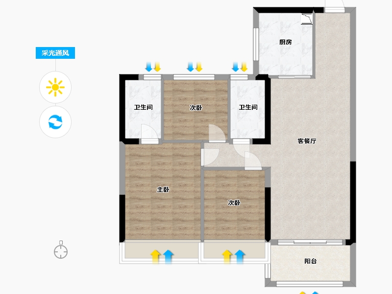 安徽省-合肥市-碧桂园时代之光-88.81-户型库-采光通风