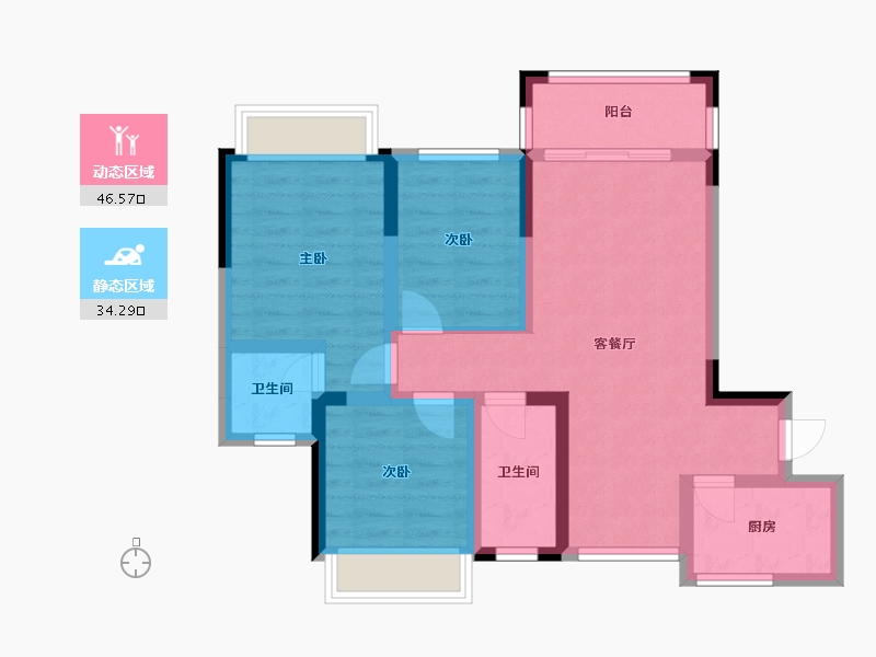 广西壮族自治区-桂林市-祥龙云居那山那水-70.64-户型库-动静分区