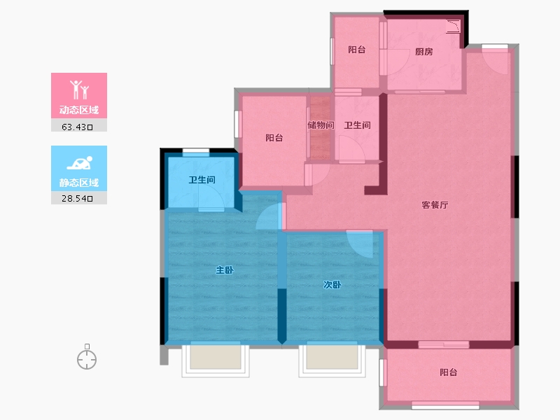 四川省-宜宾市-白沙翡翠城-81.41-户型库-动静分区