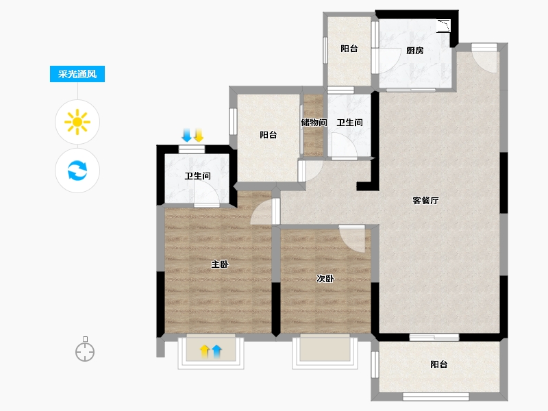 四川省-宜宾市-白沙翡翠城-81.41-户型库-采光通风