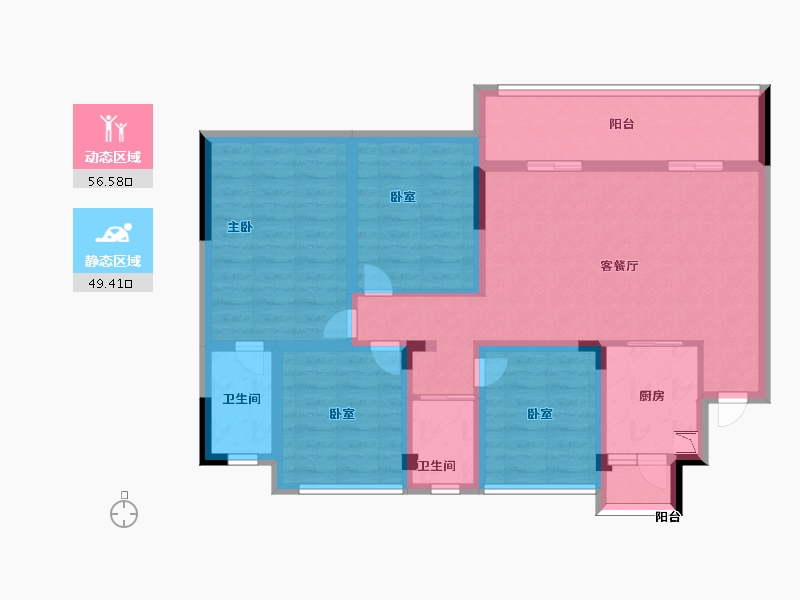 四川省-南充市-玉龙城-92.94-户型库-动静分区