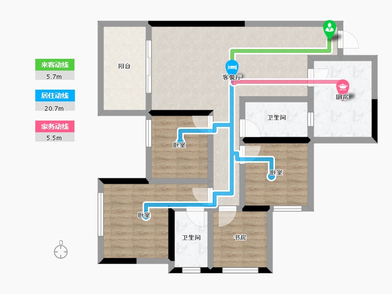 四川省-宜宾市-鸿山金域华庭-86.39-户型库-动静线