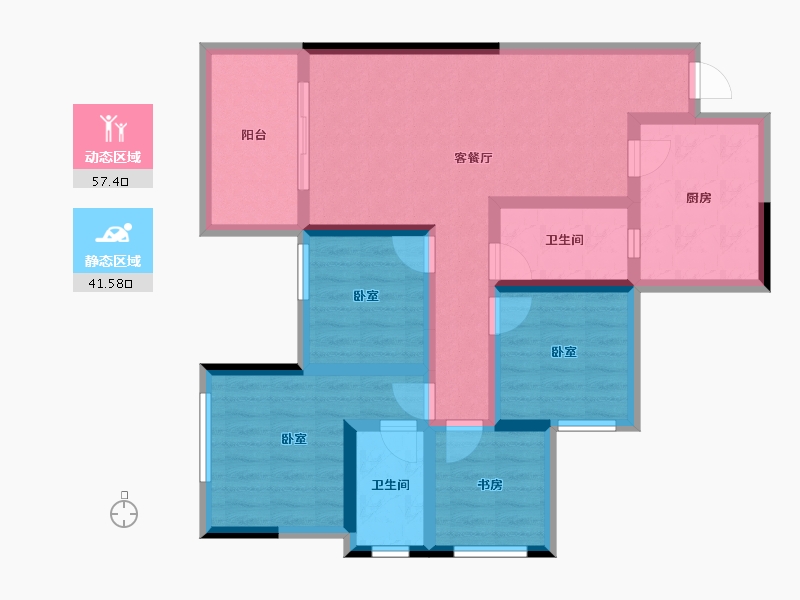 四川省-宜宾市-鸿山金域华庭-86.39-户型库-动静分区