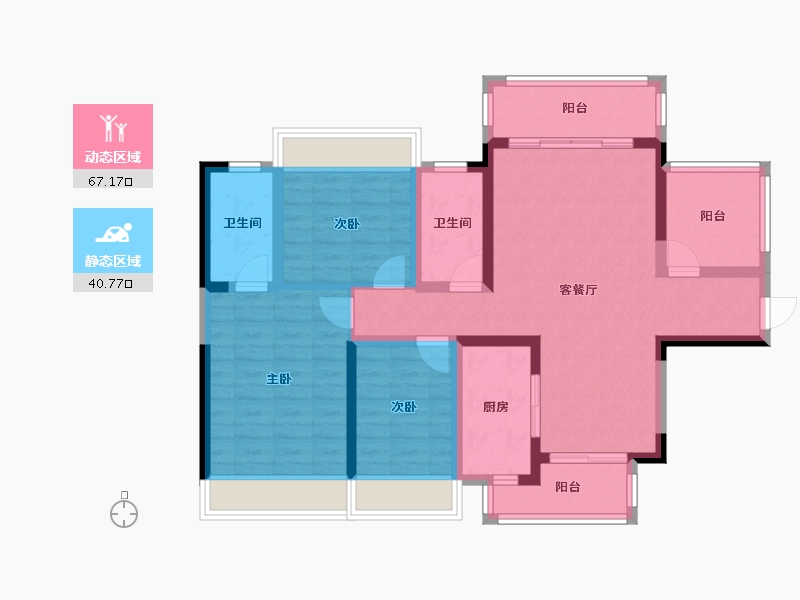 四川省-绵阳市-敏捷悦江府-95.19-户型库-动静分区