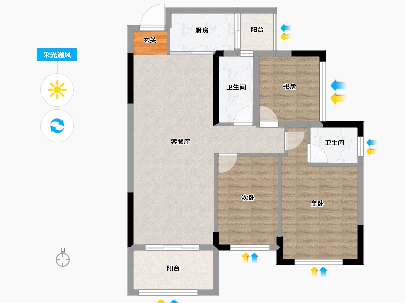 广西壮族自治区-桂林市-泽森山水绿城-83.96-户型库-采光通风