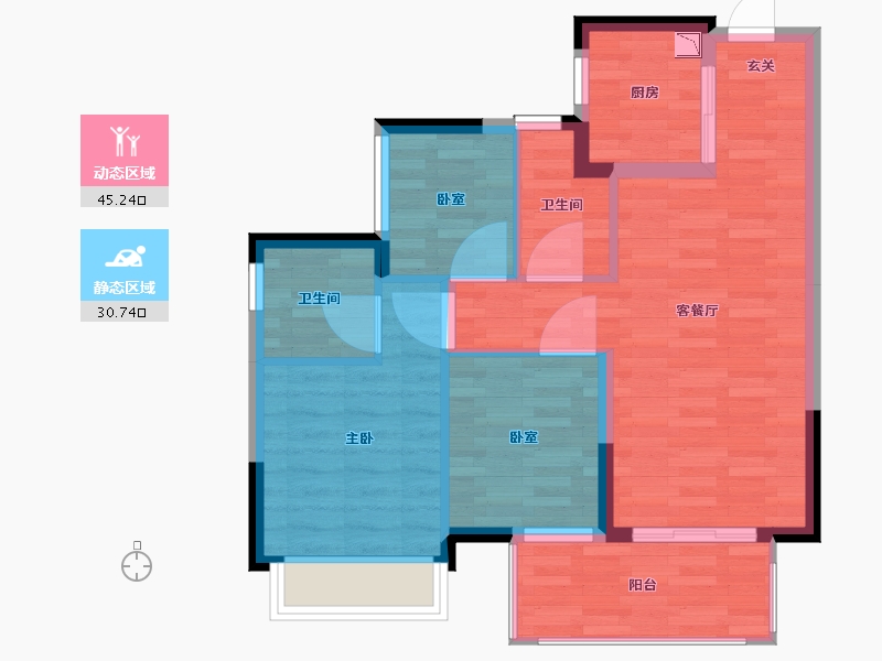 广西壮族自治区-南宁市-龙光玖悦府-67.93-户型库-动静分区