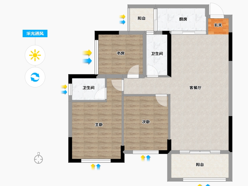 广西壮族自治区-桂林市-泽森山水绿城-96.30-户型库-采光通风