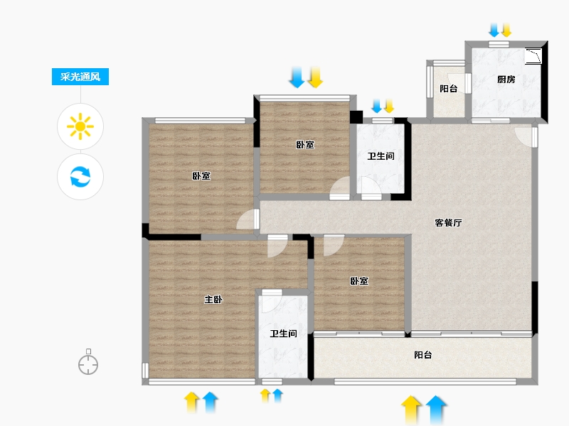 四川省-南充市-玉龙城-151.10-户型库-采光通风