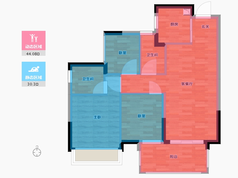 广西壮族自治区-南宁市-龙光玖悦府-66.70-户型库-动静分区