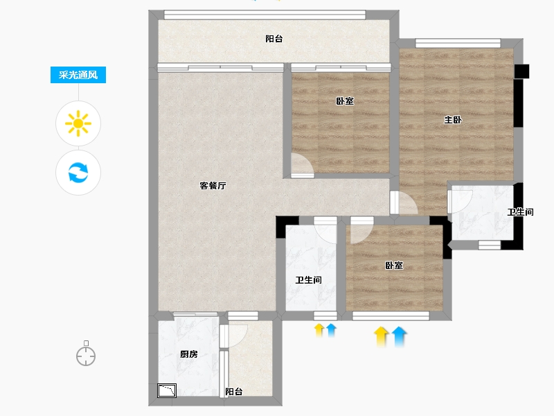 四川省-南充市-玉龙城-73.71-户型库-采光通风