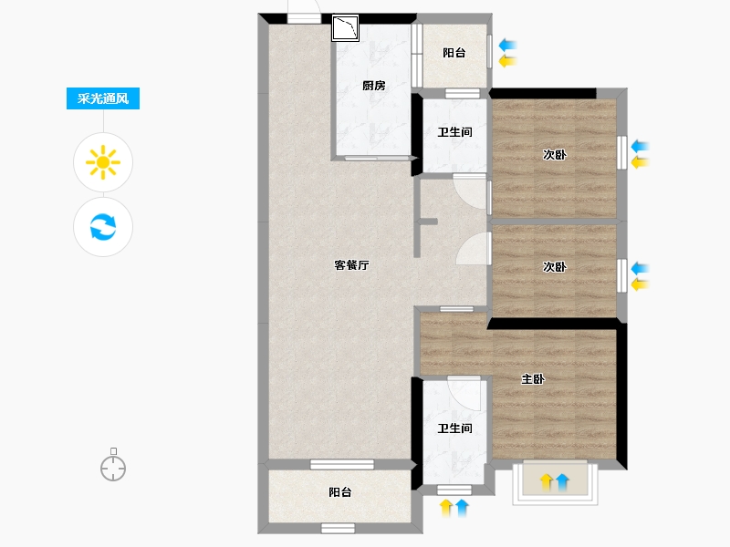 广东省-肇庆市-碧桂园翡翠郡-79.04-户型库-采光通风