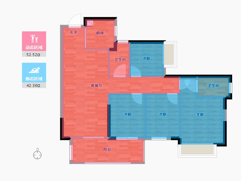 广西壮族自治区-南宁市-龙光玖悦府-85.76-户型库-动静分区