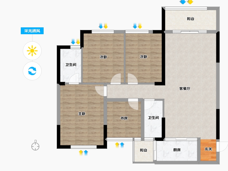 广西壮族自治区-桂林市-泽森山水绿城-109.47-户型库-采光通风