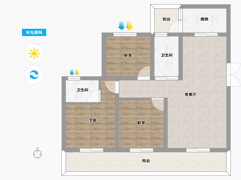 四川省-南充市-世合悦中心-83.98-户型库-采光通风