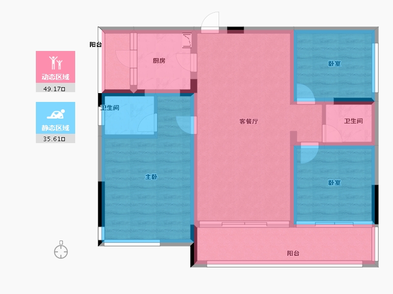 四川省-南充市-玉龙城-74.80-户型库-动静分区