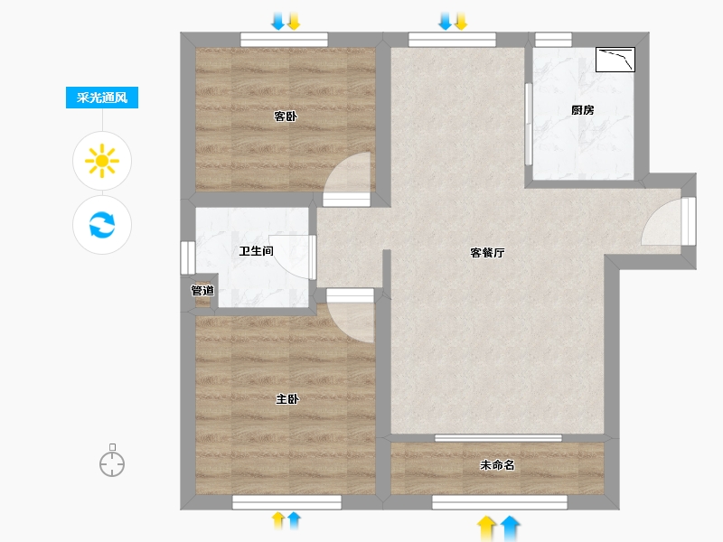 天津-undefined-宝德时代蓝湾-80.01-户型库-采光通风