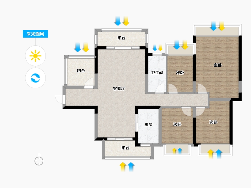 四川省-绵阳市-敏捷悦江府-108.71-户型库-采光通风